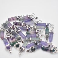 Fashion good quality natural fluorite stone pillar charms point Chakra pendants for jewelry making 20pcslot Wholesale free