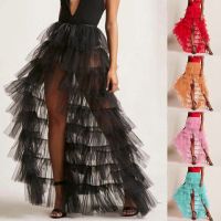 【CC】♂  Womans Waist Skirt Faldas Ladies Pleated Skirts Transparent Tulle юбка