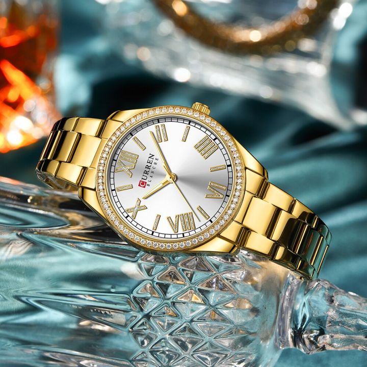 นาฬิกาผู้หญิงเรืองแสง-curren-มีหน้าปัดขนาดเล็กลำลองนาฬิกาข้อมือผู้หญิงกันน้ำแฟชั่นเด็กผู้หญิงของขวัญกำไลนาฬิกาข้อมือ-montre-femme