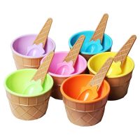 24Pcs Ice Cream Bowl Set Different Color Ice Cream Spoon Bowl Tableware Set Creative Children Cartoon Bowl