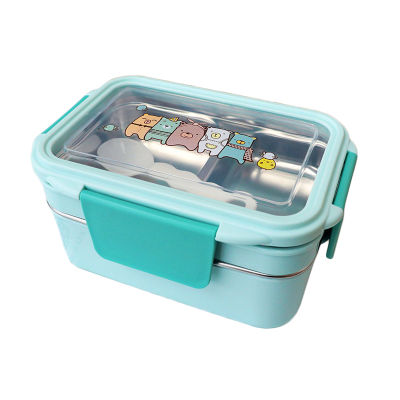 Cartoon Lunch Box Stainless Steel Double Layer Food Container Portable for Kids Kids Picnic School Bento Box