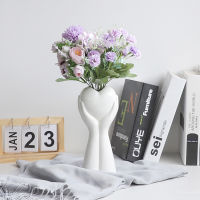 Nordic Ceramic White Heart Flower Vase Home Desktop Art Decor Support for Plant Pot Valentines Day Wedding Decoration Gift