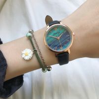 【Hot Sale】 Peacock green watch womens fashion Korean version simple waterproof temperament ins college style and quartz forest series fresh