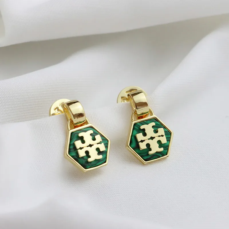 Tory Burch Earring 2022 New Jewelry Earrings Natural Mother Shell Turquoise  Earrings Hexagon Design Metal Style | Lazada PH