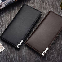 Feng Qi shopBusiness Mens Wallets Solid PU Leather Long Wallet Portable Cash Purses Bag