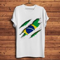 Vision Brazil Flag Inside Tearing Tshirt Men White Homme T Shirt Tee