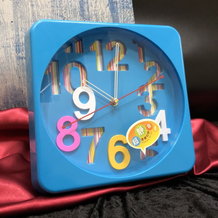 นาฬิกาแขวนติดฝาผนังรูปสี่เหลี่ยม-นาฬิกา-แขวนผนัง-ดีไซน์น่ารัก-สีสันสดใส-น่ารักมาก-ตัวอักษรใหญ่-นาฬิกา-รุ่น-yd2099-นาฬิกาแขวน
