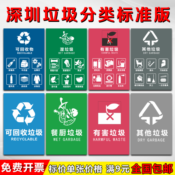 Garbage classification label sticker Guangzhou Shenzhen trash can