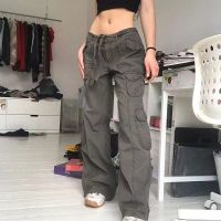 Fashion American Trousers High Street R Gray Cargo Pants Woman y Low Waist Baggy Pants Casual Trousers Streetwear