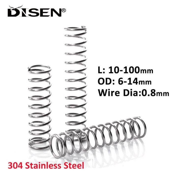 5pcs-304-stainless-steel-compression-spring-wire-diameter-0-8mm-y-type-rotor-return-spring-outer-diameter-6-14mm-length10-100mm