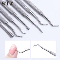 (Stream woman) STZ Professional Nail Cuticle Pusher เครื่องมือ Double Headed Dead Skin Remover สแตนเลสเล็บแต่งเล็บเล็บเครื่องมือ G01-07