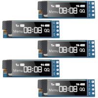 5 Pieces I2C Display Module 0.91 Inch I2C SSD1306 OLED Display Module Blue I2C OLED Screen Driver DC 3.3V-5V