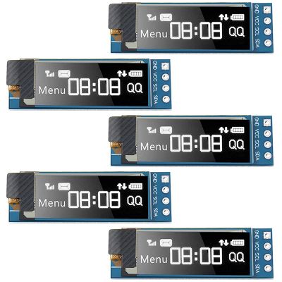 5 Pieces I2C Display Module 0.91 Inch I2C SSD1306 OLED Display Module Blue I2C OLED Screen Driver DC 3.3V-5V