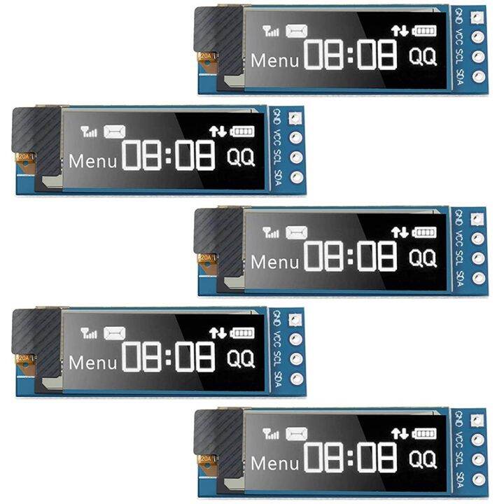 5 Pieces I2C Display Module 0.91 Inch I2C SSD1306 OLED Display Module