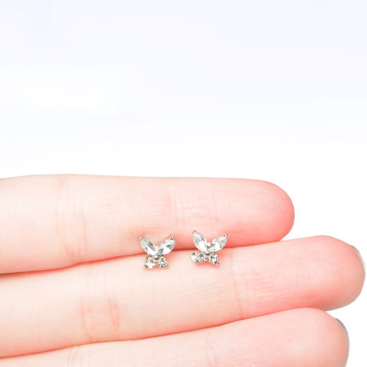 aesdothete-aesdotheteearring43-ต่างหูคริสตัล-ต่างหูผีเสื้อ-ต่างหูเงิน