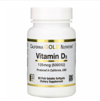 Vitamin D3, 125 mcg (5000 IU), 90 Fish Gelatin Softgels, California Gold Nutrition วิตามินดี 3