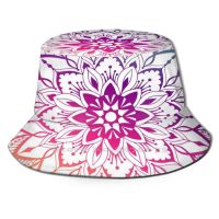 {BUSA Fashion Accessories} Trendy Mandalas Design Bucket Hat หมวกกันแดด Mandala Design Lotus Flower Floral Pretty Boho Cute Pattern Blue Bohemian