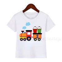 Kids Cartoon Train Birthday Number Print T Shirt Kids Car Animal Birthday T Shirt Boy Girl Funny Gift T Shirt