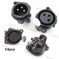 1/4x 3Pin XLR Male Female Audio Panel Mount Chassis Connector 3 Poles XLR power Plug Socket Microphone Speaker Soldering Adapter YB23TH