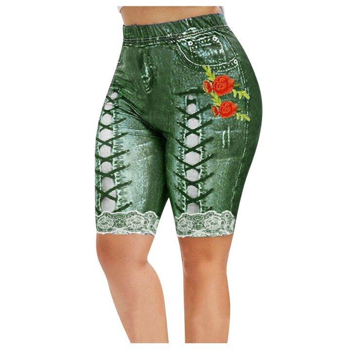 short-leggings-womens-vintage-cowboy-printed-leggings-shorts-high-waist-slim-fit-sporty-pants-faux-denim-shorts