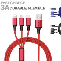 สายชาร์จ USB แบบเร็ว Universal 3 In 1 Multi Function Cell Phone Cord Charger