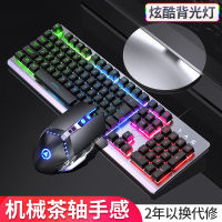 Mechanical Feeling Wired Keyboard and Mouse Set Mute Desktop Computer Notebook External E-Sports PlayerUnknowns Battlegrounds Peripl Backlight Waterproof Office Typing Dedicated