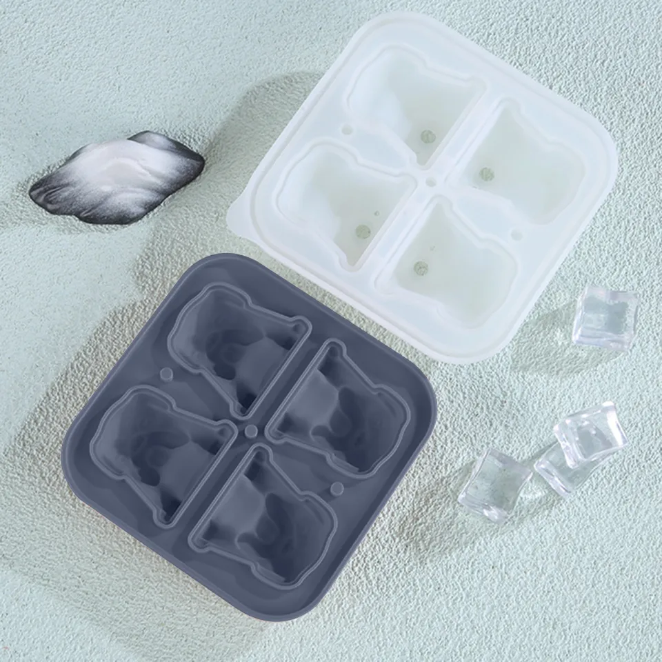 Ice Cube Tray Bulldog Shape Cute Design Quick Release Fun