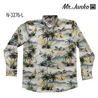 ?ส่งฟรี?เชิ้ตแขนยาว งานต่อลาย Mr.Junko ผ้าซาติน นิ่มใส่สบายไม่ร้อน N-3276-L