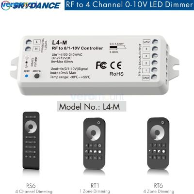 ✖✷✺ Skydance L4-M 0-10V LED Dimmer 2.4G RF Wireless Touch Remote Control 4 Channel Signal Output Dimer for Single Color LED Strips