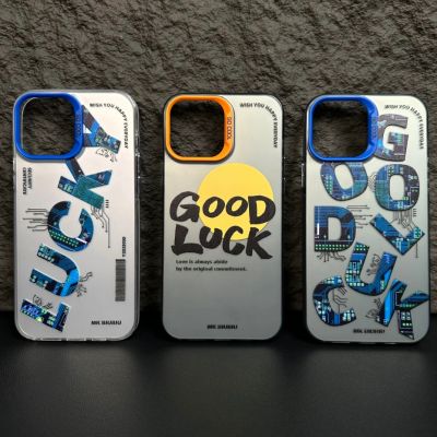 【Double layer of colored silver/Acrylic Hard case/good luck】เคส compatible for iPhone 11 12 13 14 pro max case