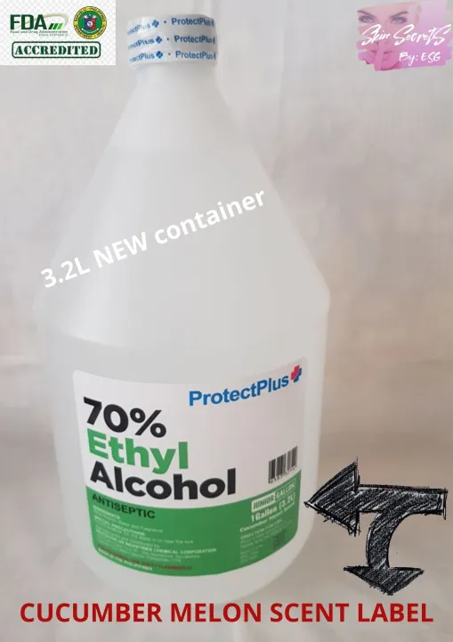70 ETHYL ALCOHOL CUCUMBER MELON SCENT (1 GALLON/3.2L) by PROTECTPLUS (FDA with LTO Approved and