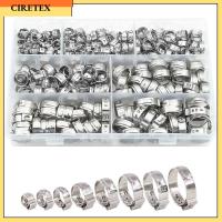 CIRETEX 130 Pieces 10ขนาด หูเดี่ยวหู 6-29มม. 304สแตนเลสสตีล ที่หนีบ PEX Cinch ที่หนีบหู 1/4 " - 1-1/8" Stepless Cinch การเชื่อมต่อฟิตติ้งท่อ