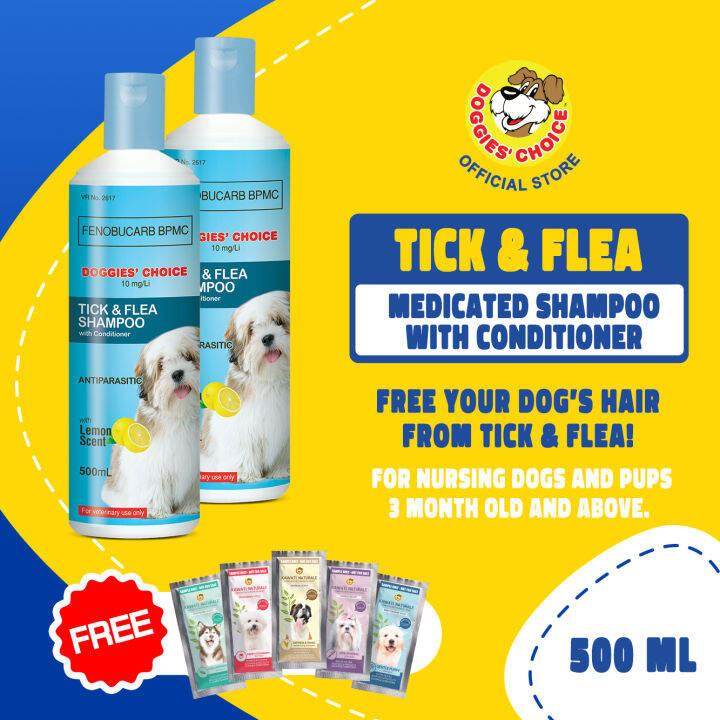 Doggies' Choice 2 Bottles Tick & Flea Shampoo 500ml (w/ Free Kawati