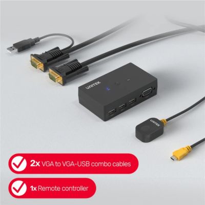 UNITEK VGA KVM Switch 2/4 In 1 Out U-8709ABK สินค้ารับประกัน 2 ปี.