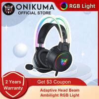 ONIKUMA X15 Pro RGB Head Beam หูฟังสำหรับเล่นเกมพร้อมไมโครโฟน3.5มม. สเตอริโอ Surround RGB ชุดหูฟัง Gamer สำหรับเกมสำหรับ PS5 Switch