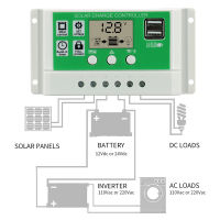 solar charge controller โซล่าชาร์เจอร์ แบตเตอรี่PWM 12/24V  10A /30A/ 60A  ควมคุมแผงโซล่า ส่งจากไทย