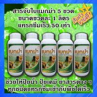 สารจับใบแมกม่า ขนาดขวดละ 1 ลิตร 5 ขวด ช่วยให้ปุ๋ยน้ำ ยา สารฮอร์โมนต่างๆ ทุกชนิด แทรกซึมเข้ากับพืชได้เร็วภายใน 1 - 2 นาที