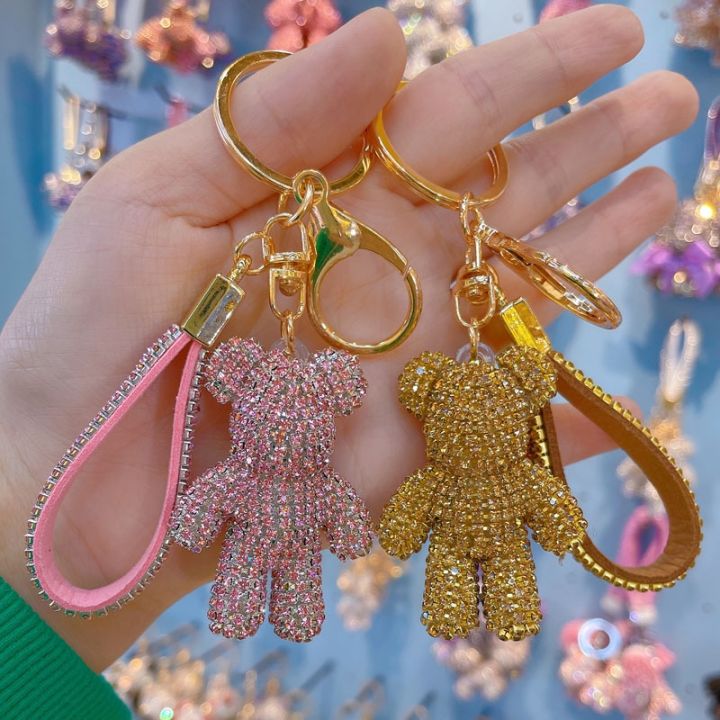 net-red-full-drill-violence-bear-car-chain-ring-lanyard-key-chain-pendant-decoration-individual-lovers-bag-hanging-wholesale