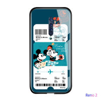 UCUC เคสโทรศัพท์เคสสำหรับUCUC เคสโทรศัพท์เคสสำหรับ OPPO Reno 2กรณีสำหรับหญิงสาวการ์ตูนสร้างสรรค์เที่ยวบินตั๋ว Minnie Mouse โดนัลด์เดซี่เป็ด Glossy กระจกเทมเปอร์ฝาหลังปลอก