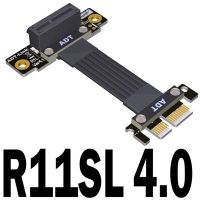 Adt Link 4.0 Pci E X1เพื่อ X1หมุน90องศาคู่ขวาตรงมุมสายต่อฐานของตีนยาง Pcie 4.0ที่ X1 16G/Bps