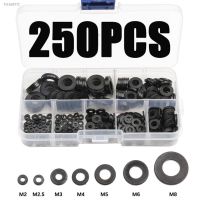 ✻⊙ 250PCS Nylon Washers M2 M2.5 M3 M4 M5 M6 M8 Nylon Washers Plastic Insulation Spacers Seals Black White Set Gasket Ring Kit