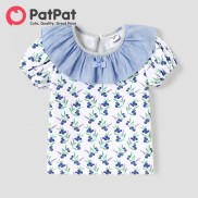 PatPat Toddler Girl Floral Print Flounce Short-sleeve Cotton Tee