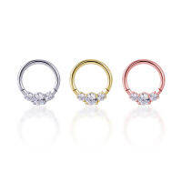 PiercingRoomByJay,  Three stone Clicker Hoop  ห่วงเพชร เงินแท้