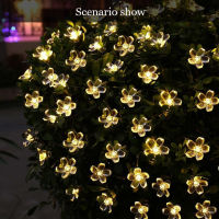 Solar Powered LED String Lights Cherry Blossom Fairy Garland 22M Crystal Flower Wedding Christmas garden Outdoor Decor lighting