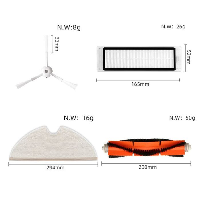 hepa-กรองแปรงด้านข้างหลักแปรงอะไหล่ชิ้นส่วนเครื่องดูดฝุ่นหุ่นยนต์สำหรับ-xiaomi-roborock-s50-s5-max-t6-t7