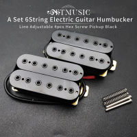 ชุดปิ๊กอัพ6สาย Gitar Elektrik Humbucker แบบคู่ใน Line Laras 4ชิ้น Hex Screw Tickup Hitam