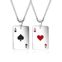 Punk Styles Playing Card Poker Pendant Necklace Men Boys Hip Hop Ace Of Spades Charm Necklace For Men Women Couple
