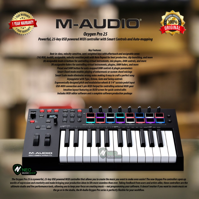 M-AUDIO Oxygen Pro 25 25-key USB powered MIDI controller | Lazada Indonesia