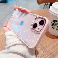 Luxury Metal Lens Camera Protection Transparent Shockproof Case For iphone 13 Pro Max 12 14 Pro Max 11 Pink Color Clear Cover