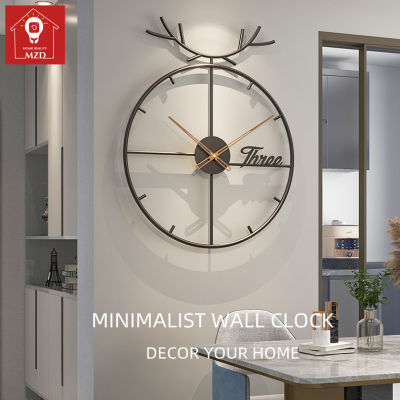 Mzd【bedroom/livingroom/work】นาฬิกาแขวนโลหะเรียบง่าย Creative Home Decoration Wall Watch สไตล์ยุโรปนาฬิกาเงียบทันสมัย